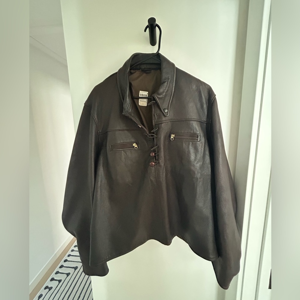 UBER Owatonna Minnesota Vintage Soft Leather Pullover Jacket Men’s 46/XL